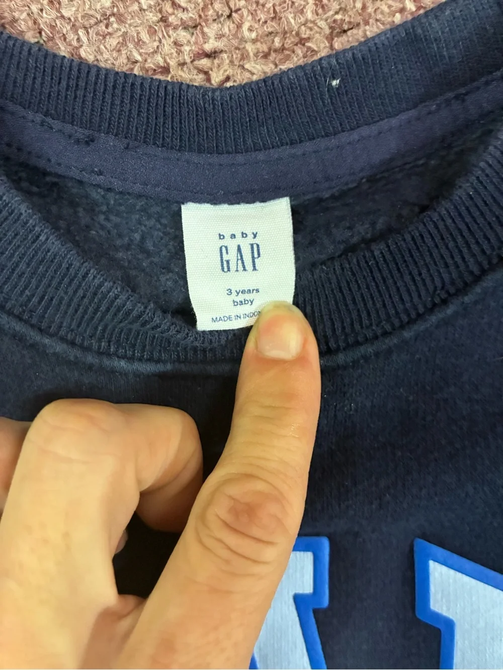 GAP Black Crewneck Sweatshirt with Light Blue Logo